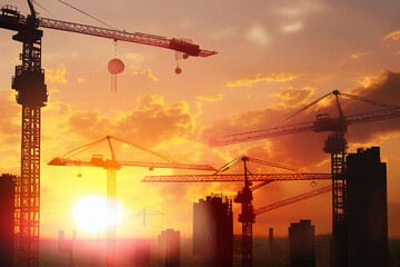 construction site with crane created with Generative AI technology