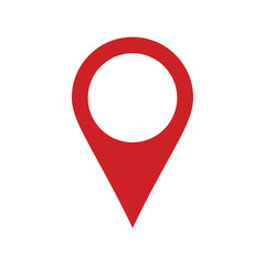 : Pinpoint red and white isolated icon. Pin point sign. Pinpoint symbol for website, gps navigator, apps, business card