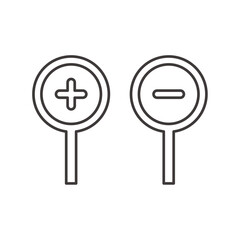 シンプルなルーペアイコンのセット 拡大 縮小 アウトライン