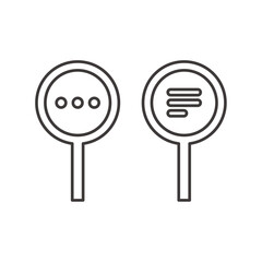 シンプルなルーペアイコンのセット テキスト検索 線画