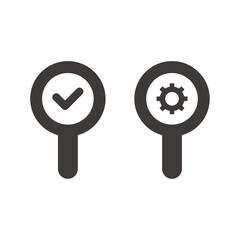 シンプルなルーペアイコンセット チェックマーク ギア