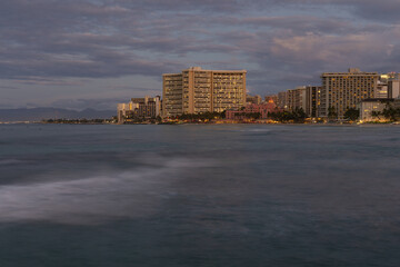 Waikiki coast just before dawn