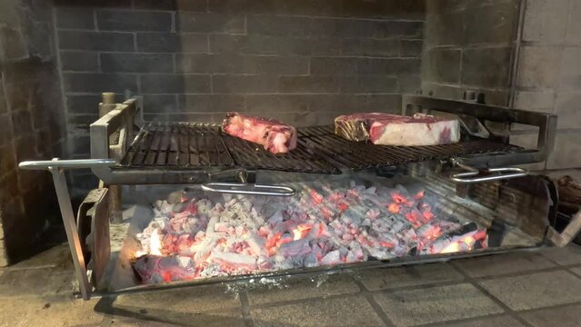 Charcoal grilled Florentine steak in Panzano Italy Dario Restaurant