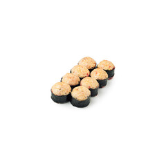set baked sushi rolls Philadelphia white background isolated 