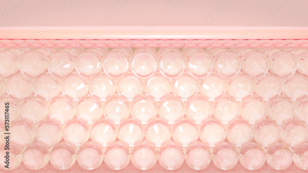 Poster layers of skin cells. skin tone. skin background layers under a microscope. 3d rendering