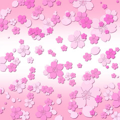桜の花の壁紙、ピンク色の花の背景イラスト、満開の桜の花模様、ピンク色の花模様、桜吹雪の背景イラスト