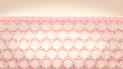 3D rendering Layers of the skin's microstructure. the concept for cosmetics.
