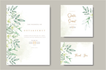 Fototapeta na wymiar Beautiful watercolor Floral lily wedding invitation Card Template