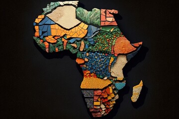 Africa map mosaic, black history, Generative AI © Kaleb