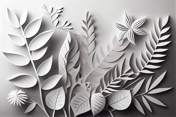 Classic foliage in paper art. Generative ai