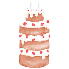 birthday cake with candles, watercolor, cake illustration