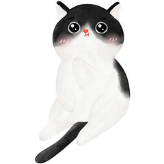 Happy Birthday Cat, Funny Cat, Cat illustration, Watercolor