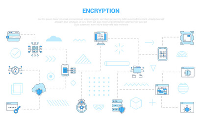 encryption concept with icon set template banner with modern blue color style