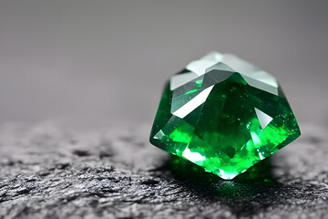 gemstone. gemstone on table. gem. jewelry. stunning. shinning. jewel. AI generated. emerald. emerald gemstone. emerald gem. green gemstones. green.