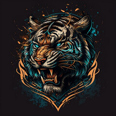 tiger's head logo with black background