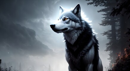 "The Mighty Gray Wolf in the Wild" [AI Generated]