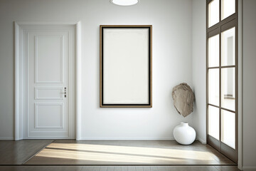 White empty frame hanged in room