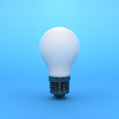 Light bulb is isolated on a light blue background. Lighting equipment. 3D rendering. Illustration.