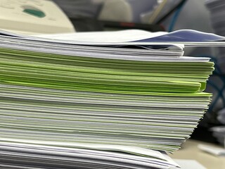 Stack of paper, Document, many jobs waiting to be done on the table, busy concept - 573122847
