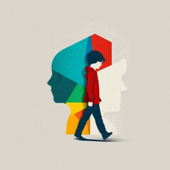 Illustration of person with autism - obrazy, fototapety, plakaty