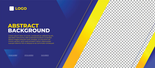 Abstract blue horizontal banner, modern business background template with copy space 