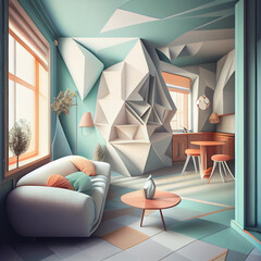 3d isometric modern living room