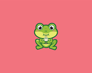 Cute Frog Drink Boba vector Design