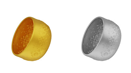 element of gold and silver bowl thai culture from image traced 3d. songkran festival thailand travel.