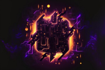 Abstrakter Cyper & Technologie Background. Futuristisch und Farbenfroh für Cyperpunk und Technik Freaks. Künstliche Intelligenz.
