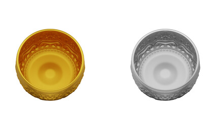 element of gold and silver bowl thai culture from image traced 3d. songkran festival thailand travel.