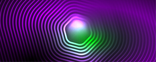 Neon shiny hexagons abstract background, technology energy space light concept, abstract background wallpaper desig