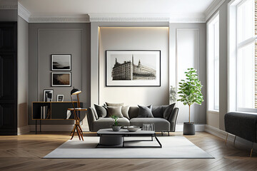 Fully decorated room with art and furniture