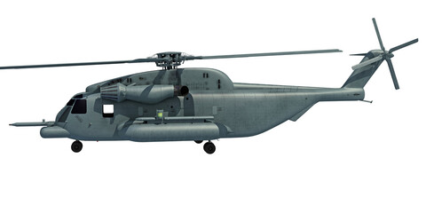 Helicopter 3D rendering on white background