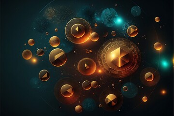 Obraz premium Abstrakter Cyper & Technologie Background. Futuristisch und Farbenfroh für Cyperpunk und Technik Freaks. Künstliche Intelligenz. 