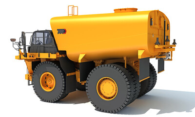 Off Highway Water Truck 3D rendering on white background