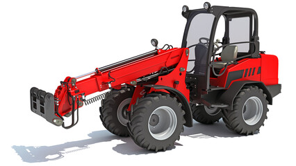 Telescopic Wheel Loader 3D rendering on white background