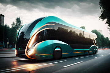 Obraz na płótnie Canvas Futuristic bus prototype. Generative AI concept illustration