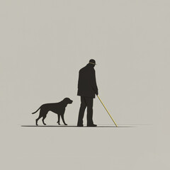 A person with low vision walking with a dog