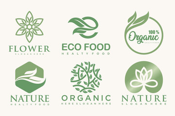 natural product icon set logo design