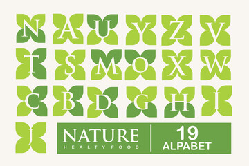 Natural product icon set logo design vector template. Leaf icon