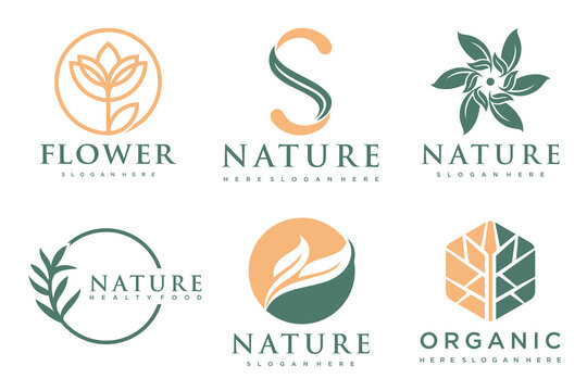 Natural product icon set logo design vector template.