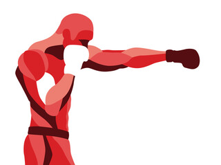 Trendy stylized illustration movement, boxer, line vector silhouette of boxer man.
