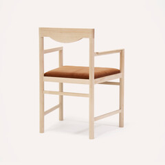 Wooden sitting chair, chair and cushion for house interior