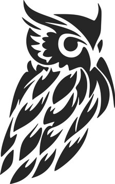 Delicate simple black owl logo. Isolated.