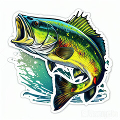 Bass Fishing, sticker, vector art, pixal Generative A.i