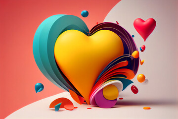 3d heart shape with decorative generative ai