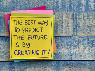 Create the future, text words typography written on paper, life and business motivational inspirational
