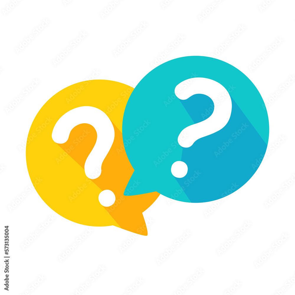 Poster speech bubbles with question marks doubt concept problem solving