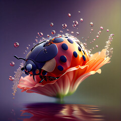 Ladybug insect, ladybug in nature flower, ladybug animal, ladybug colorful, ladybug generative ai