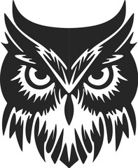 The elegant black white vector logo of the owl. Isolated.